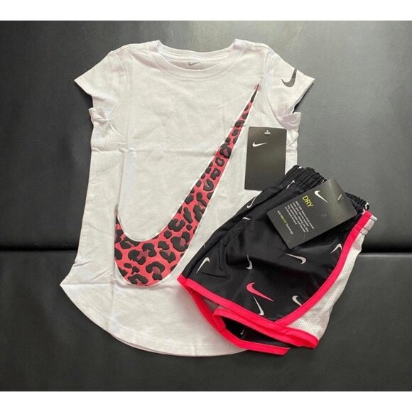 NWT Nike Leopard Print Athletic Set Girls Size 4 - Picture 1 of 3